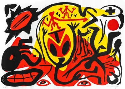 A.R. Penck, ES KIPPT! 1992, handsigniert, E.A  80 x 112,5cm, sehr dekorativ RAR! - Bild 1 von 2