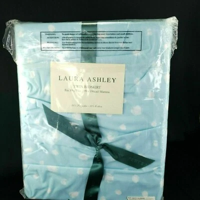 Falda de cama Laura Ashley azul con volantes antipolvo doble falda de cama ceniza nueva en paquete Foto 1 de 4