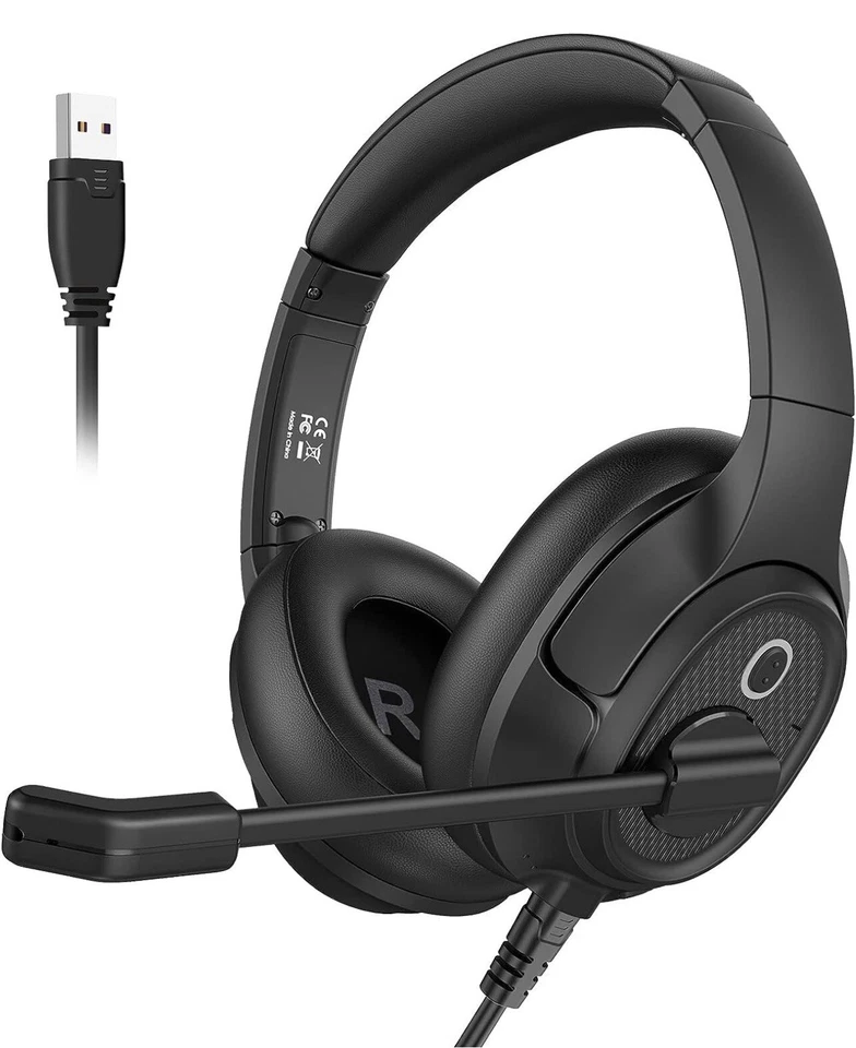 EKSA Headset with Microphone for Laptop, Wired Computer Headset with Volume - Image 1 of 4