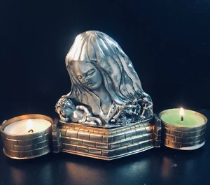 Custom made Sterling silver Madonna and Christ Child Bronze Base candle Icon - Picture 1 of 5