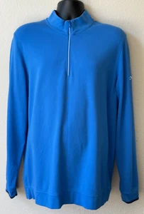 Adidas Adipure Men's Sz Large Golf Half Zip Blue Athletic Super Soft Top EUC - Picture 1 of 5