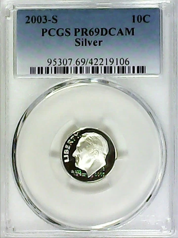 2003-S 10C Roosevelt Dime  PCGS PR69DCAM 90% Silver 22crc0422 Cover