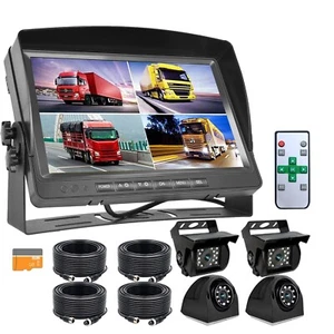 7" DVR Record Quad Split Monitor 4xAHD Side Rear View Backup Camera For Truck RV