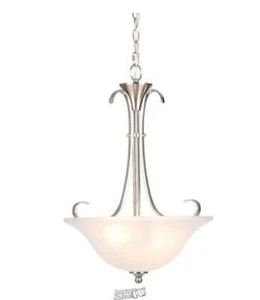 Santa Rita 2-Light Brushed Nickel Inverted Pendant with Glass Shade - Picture 1 of 2