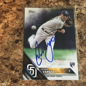 Cesar Vargas Signed 2016 Topps Update Auto Rc San Diego Padres