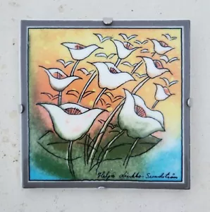 ARABIA FINLANDIA PLACA DE PARED FLORAL 'FELICITACIONES' por HELJA LIUKKO-SUNDSTROM - Imagen 1 de 3