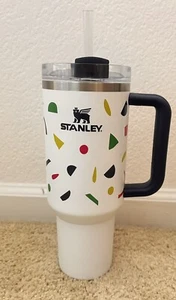 STANLEY 40oz Tumbler Confetti Blue Handle Multicolor Big Grip Travel Quencher - Picture 1 of 4