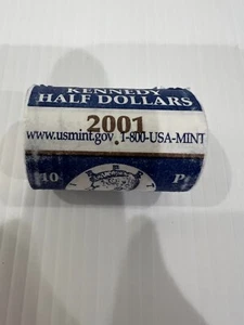 2001-P JFK Kennedy Half Dollar US Mint Stempelglanz 10 $ BU Rolle 20 Münzen - Bild 1 von 3