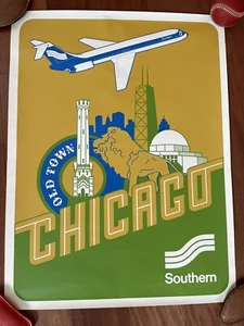 Southern Airways Chicago Original Vintage Reise Poster - Bild 1 von 2