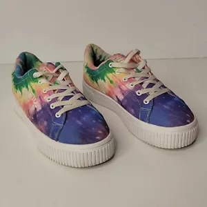 FILA Women's Size 8.5 Rainbow Tie-Dye Platform Sneakers Low Top 5CM01113-775 - Picture 1 of 8