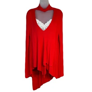 Free People tunica donna Uptown girocollo taglia XS asimmetrica rosso San Valentino - Foto 1 di 10
