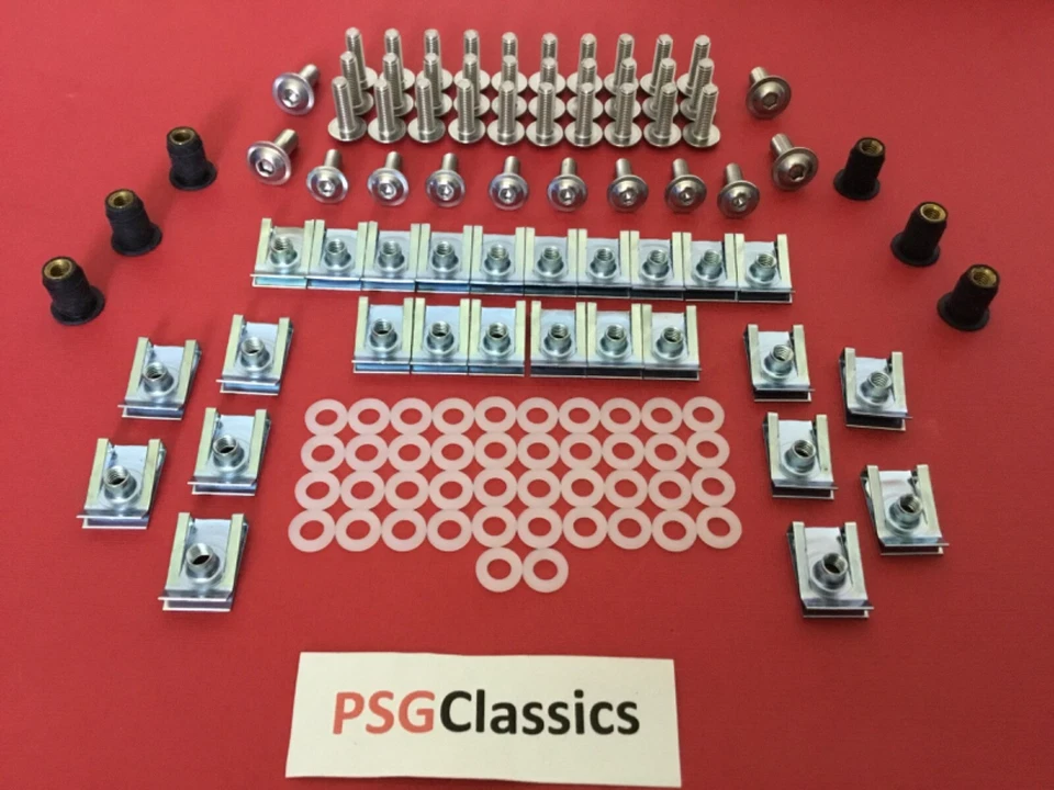 Tornillos de carenado Aprilia RS125 06-12 pernos de acero inoxidable clips tuercas de goma 116 piezas SS Foto 1 de 3