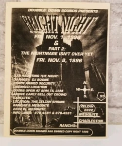 Vintage Vintage Flyer Las Vegas DDS Fright Night Rave Halloween Nov 1 8 1996 Zelzah - Bild 1 von 1
