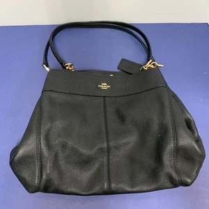 COACH LEXY BLACK LEATHER, GOLD HARDWARE 3 COMPARTMENT SHOULDER BAG SUPER SOFT! - Picture 1 of 14
