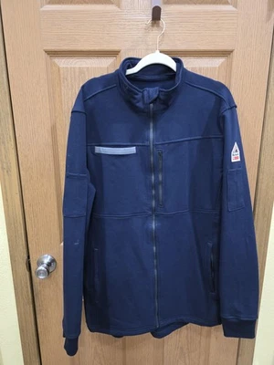 Bulwark FR Jacket Mens Extra Large Navy Flame Resistant Full Zip Workwear - Image 1 of 4