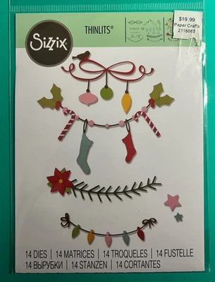 Sizzix Ellison Thinlits Christmas Borders Scrapbooking Crafts Art - Image 1 of 2
