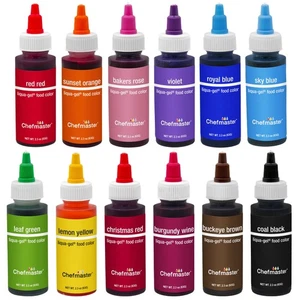 Chefmaster by US Cake Supply 2.3-Ounce Liqua-Gel Cake Food Coloring Variety Pack - Picture 1 of 5