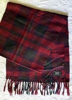 Christian Dior Monsieur Cashmaire Scarf - Red Plaid 14" x 66" - Image 1 of 4