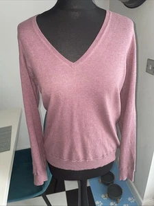 Massimo Dutti Women's Cotton Silk CASHMERE Jumper Plum Pink Size XL 36” - Picture 1 of 5