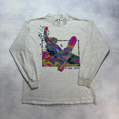Camiseta de Colección Años 90 Boyne Snowboard Arte Manga Larga Para Hombre Cuello Simulado L Michigan Foto 1 de 4