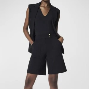 SPANX Ponte Button Tab Shorts Black Size XS - Foto 1 di 3