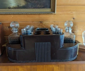 Art Deco Portable Counter Table Top Bakelite Bar Caddy Set USA 1930s Original - Picture 1 of 17