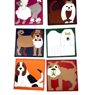 Juego de 6 posavasos para perros y cachorros Kim Seybert Poodle Beagle de 4 pulgadas cuadradas Foto 1 de 4