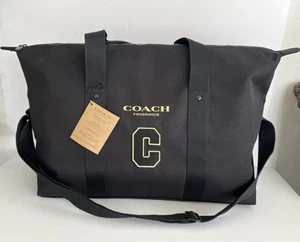 Coach Black Duffle Gym Travel Gold Color "C" Adjustable Strap Cologne Promo New - Picture 1 of 7