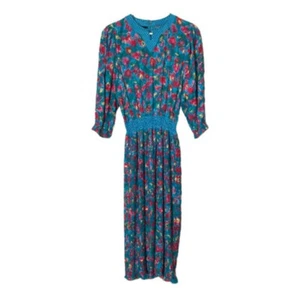 Vintage Diane Freis original Georgette floral midi vestido transparente para mujer M/L años 80 - Imagen 1 de 9