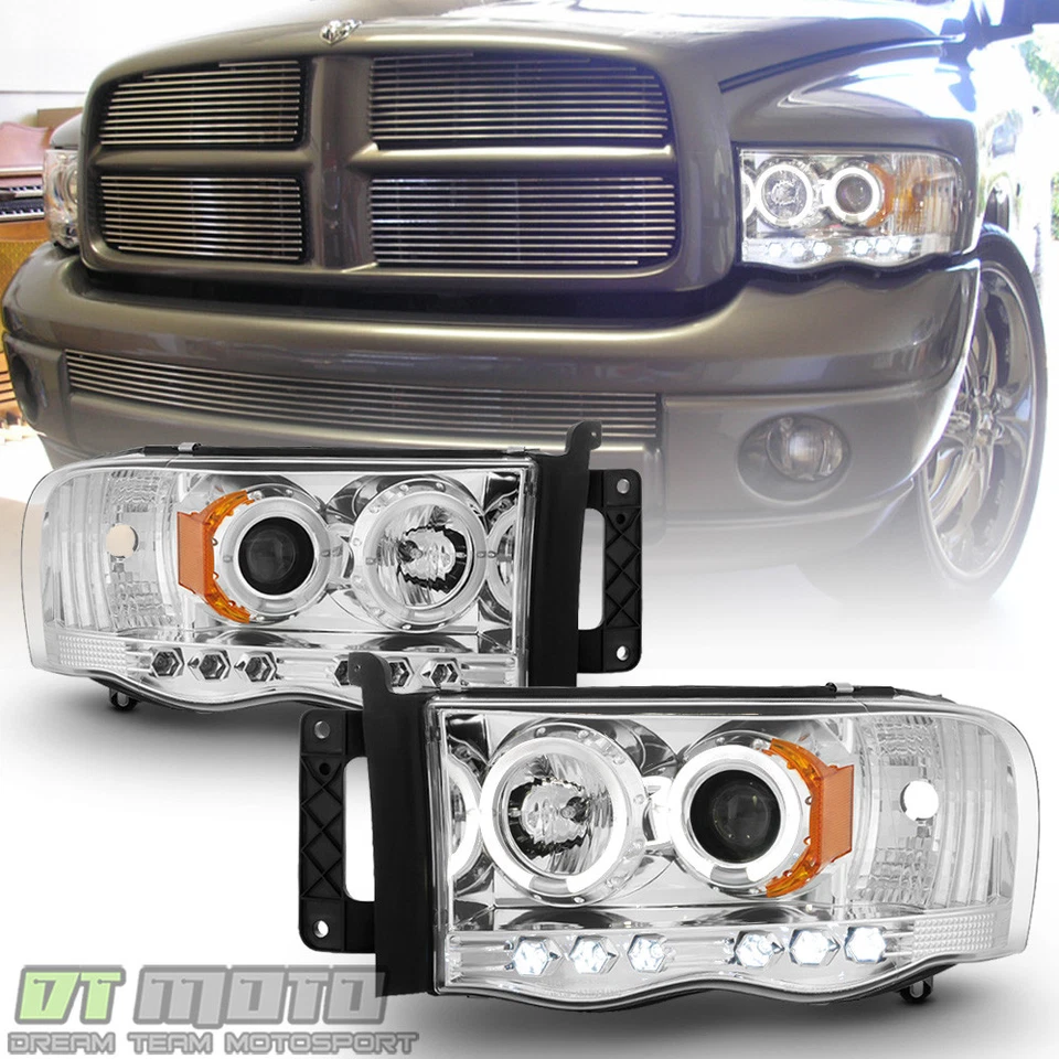 2002-2005 Dodge Ram 1500 03-05 2500 3500 LED Halo Projector Headlights Headlamps - Image 1 of 4