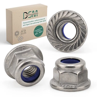 Flanschmuttern selbstsichernd mit Sperrverzahnung DIN 6926, Edelstahl A2, M3-M12 - Bild 1 von 4