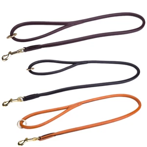Shwaan Round Rolled Leather Dog Lead Adjustable Heavy duty Pet leash - Picture 1 of 22