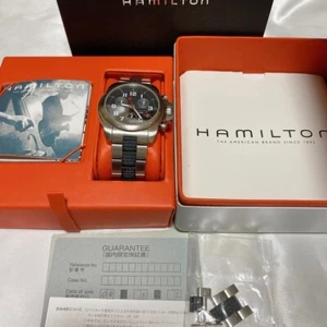 HAMILTON Khaki 6313 Chronograph Black Dial Date quartz Men's Watch Vintage 39mm - Picture 1 of 9