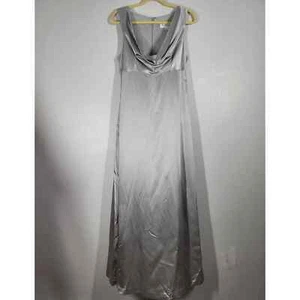 Nicole Miller A-Line Maxi Dress Size 10 Cowl Neck Sleeveless Gown Metallic Gray - Picture 1 of 4