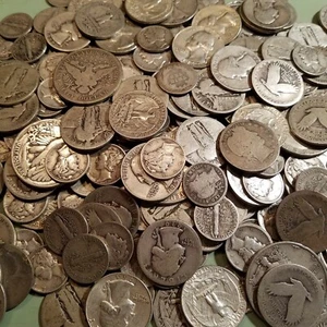 !$ 1.00 Face Junk Silver Mixed Lot of Halves, Quarters, Dimes, Silver Nickels - Picture 1 of 1