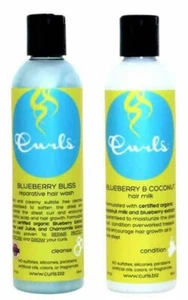 Curls Reparative Hair Wash & Hair Milk Cleanse Condition Blueberry 8oz x 2 Units - Picture 1 of 6