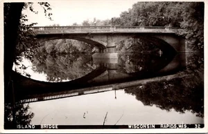 Wisconsin Rapids WI RPPC Island Bridge Postkarte 1951 Echtfoto Postkarte - Bild 1 von 2