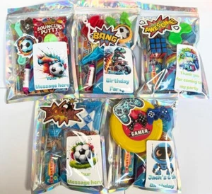 boys party bags, pre filled, Boys personalised,sweet loot bag ,fast post - Picture 1 of 6