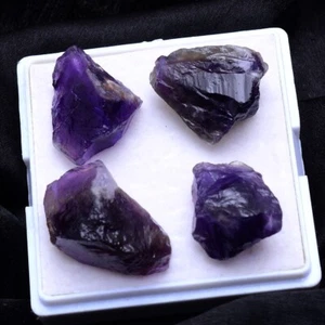 4 Pcs Natural Amethyst Rough Top Grade Rich Purple Loose Gemstones Lot~18mm-26mm - Picture 1 of 8