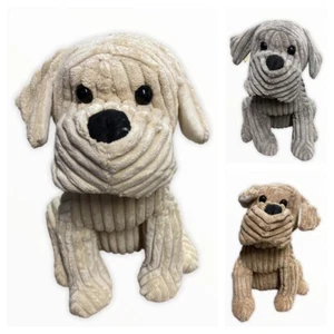 Heavy Cord Ribbed Cute Dog Door Stop - Fabric Doorstop  in Cream, Beige, Grey - Picture 1 of 21