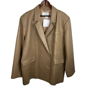 Pistola Sz XL Roman Beige Faux Leather Double Breasted Blazer Jacket New - Picture 1 of 11