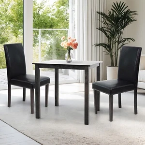Set cucina sala da pranzo 3 pezzi tavolo quadrato e 2 sedie Falabella espresso - Foto 1 di 7