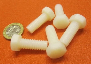 Cap Screw Bolt, Nylon, Natural 3/8"-16 x 1.00" Length, 25 pcs - Picture 1 of 12