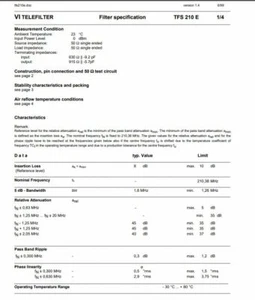 TFS210E Telefilter Vectron SAW Filter 210.38 MHz Narrow Bandwidth 5dB @ 1.6 MHz - Foto 1 di 4