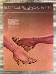 Butlers & Malings Woven Straps Wedge Heel Shoes Legs Ankle 1980 Vintage Print Ad - Picture 1 of 1