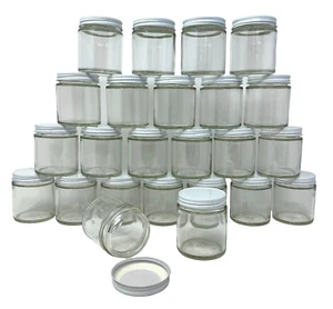 4oz Glass Jars Short with Metal Lids 24pk - BRAND NEW - Picture 1 of 3