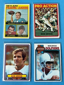 Lote de 4 tarjetas de fútbol americano Bob Griese Miami Dolphins HOF S763 - Imagen 1 de 2