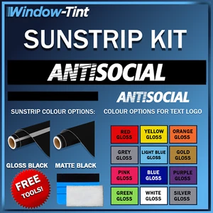 For ANTISOCIAL Sunstrip Sun Strip Car Windscreen Sticker Gloss or Matte - Picture 1 of 15