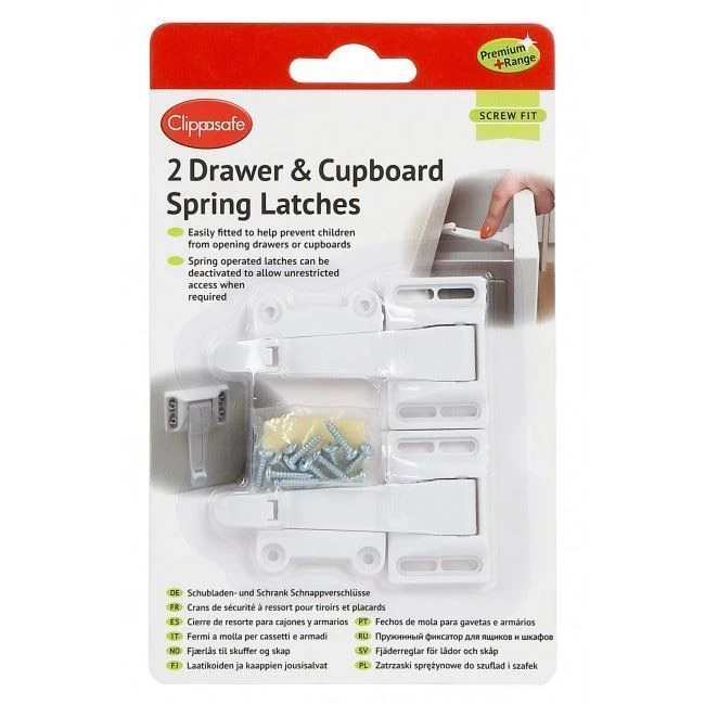  PREMIUM 2 DRAWER & CUPBOARD SPRING LATCHES LOCKS KIDS BABY EASY FITTING - Image 1 of 1