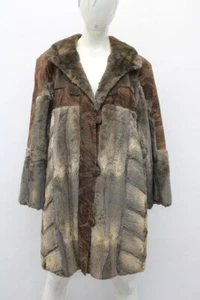 TOP GESCHORENER MOSCHUSRATTE PELZ & WILDLEDER MANTEL DAMEN WOMAN GRÖSSE 6 SMALL - Bild 1 von 5